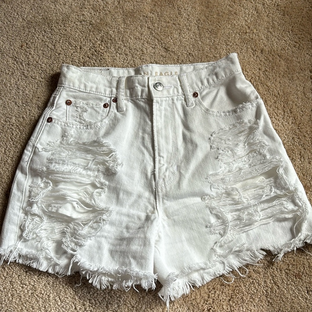 White Destruction American Eagle Shorts